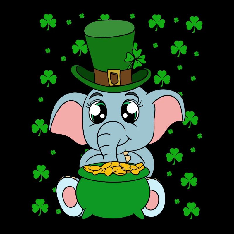 Niedlicher Elefant Kleeblätter St. Patrick's Day