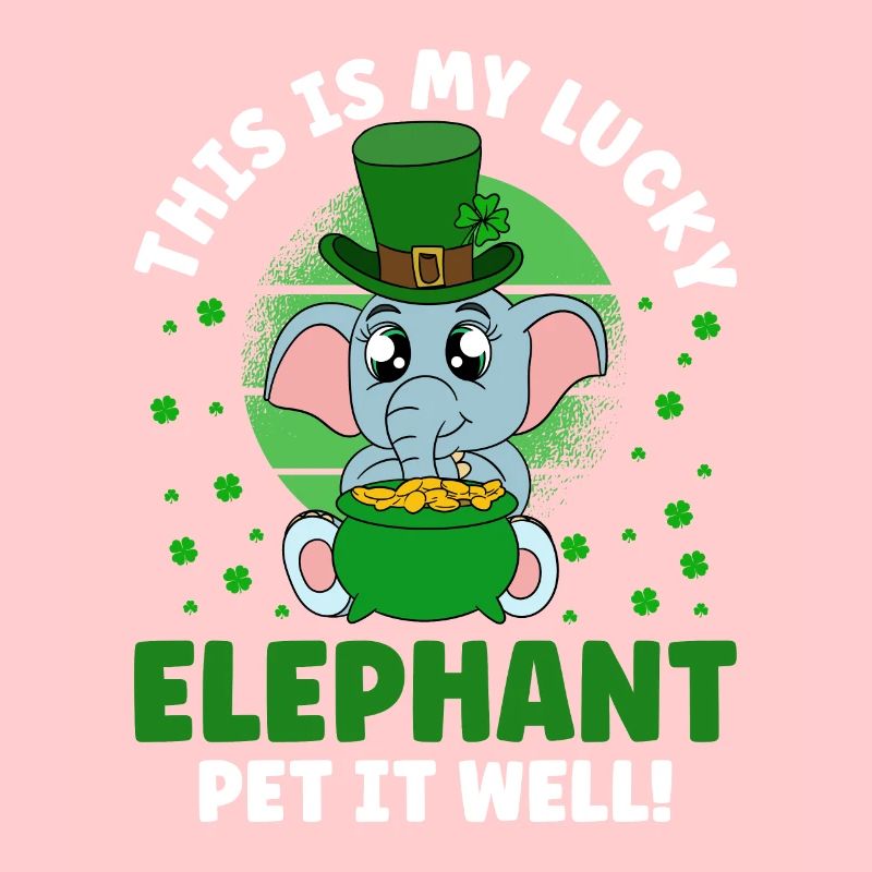 Cute elephant shamrocks St. Patrick's Day