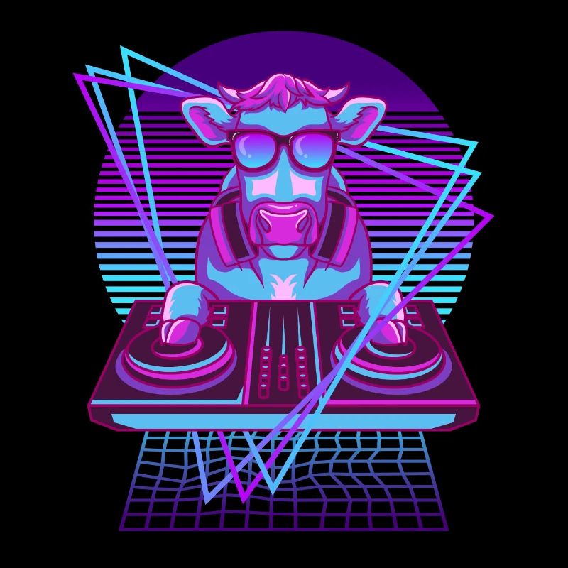 Vaporwave Vache DJ Booth Vache