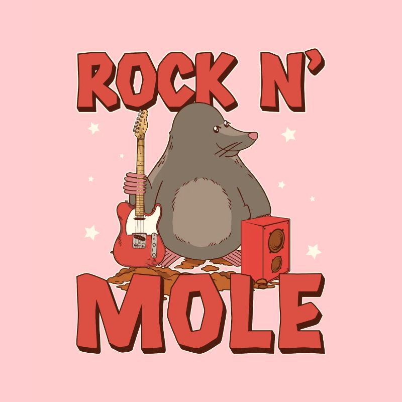 Funny Mole Rat Rock N’Mole For Mole Puns Lover
