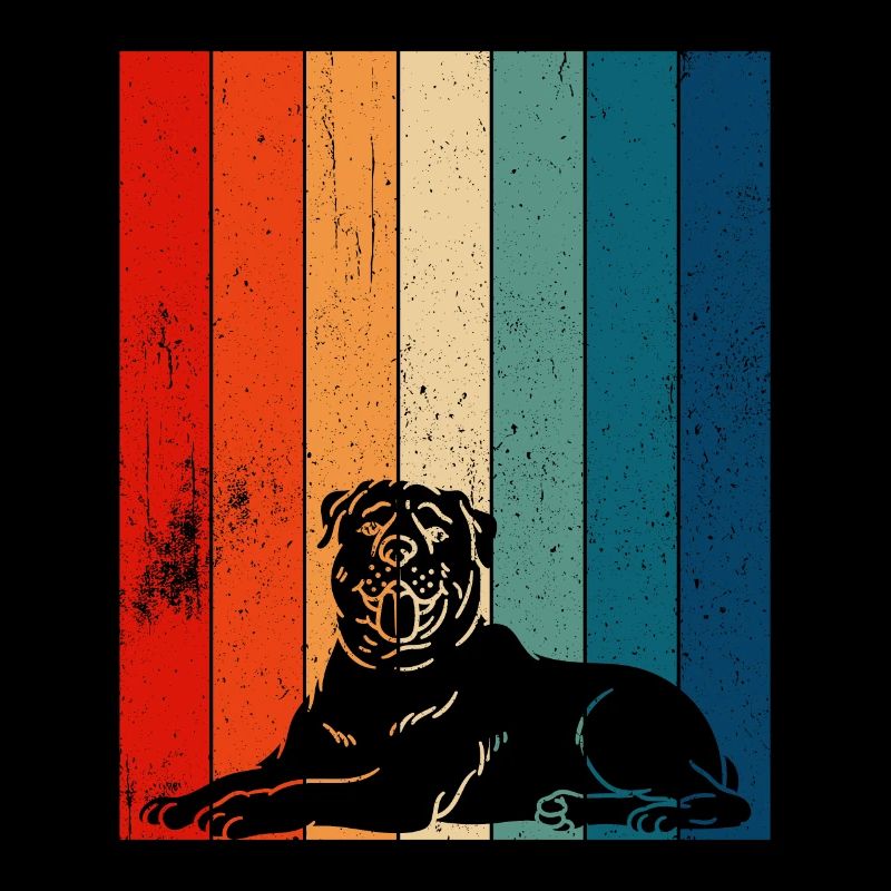 Retro Distressed Rottweiler Lines