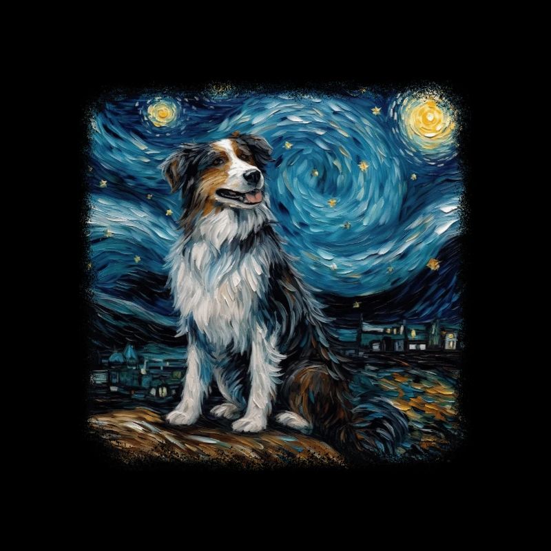 Australian Shepherd Van gogh starry night