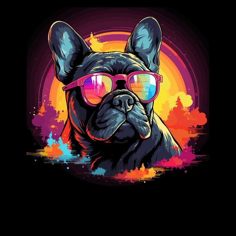 Synthwave des années 80 90 Bouledogue Français