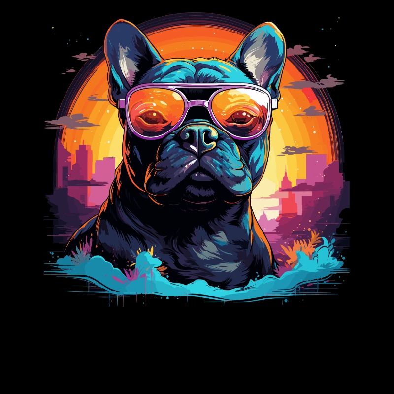 Synthwave des années 80 90 Bouledogue Français