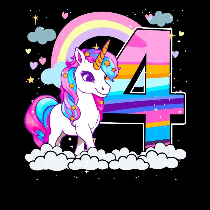 4. Geburtstag Mädchen Einhorn, 4 Jahre Alt
