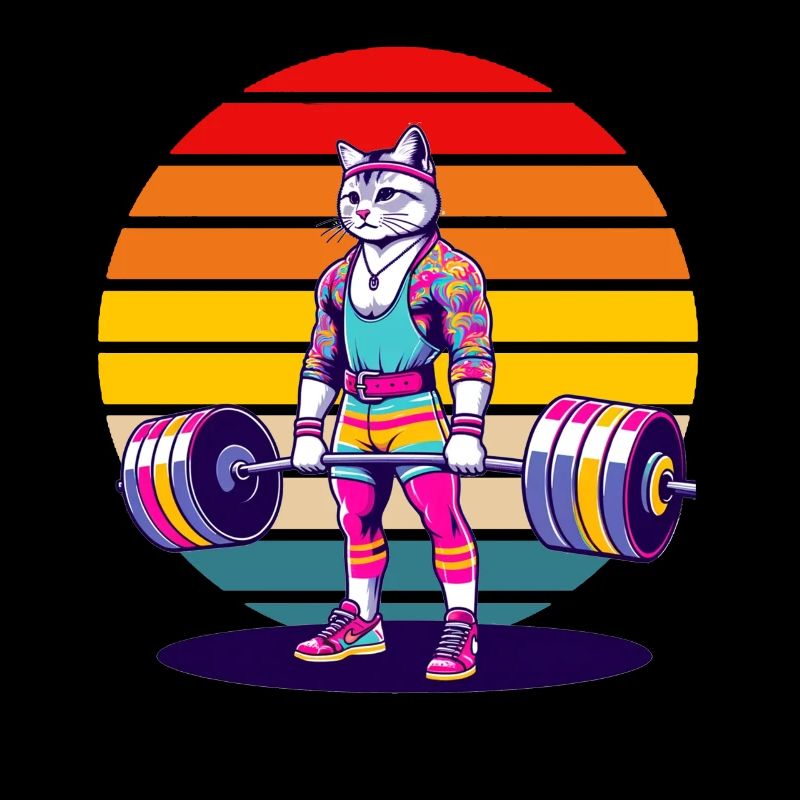 Rainbow Cat Deadlifting in the Gym
