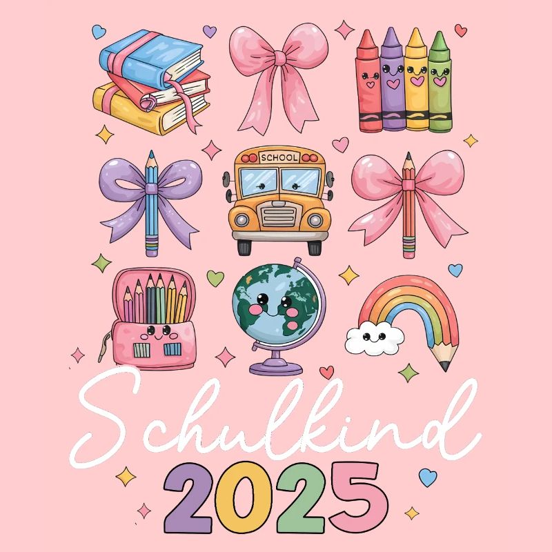 Schulkind 2025 Regenbogen Mädchen Einschulung 2025