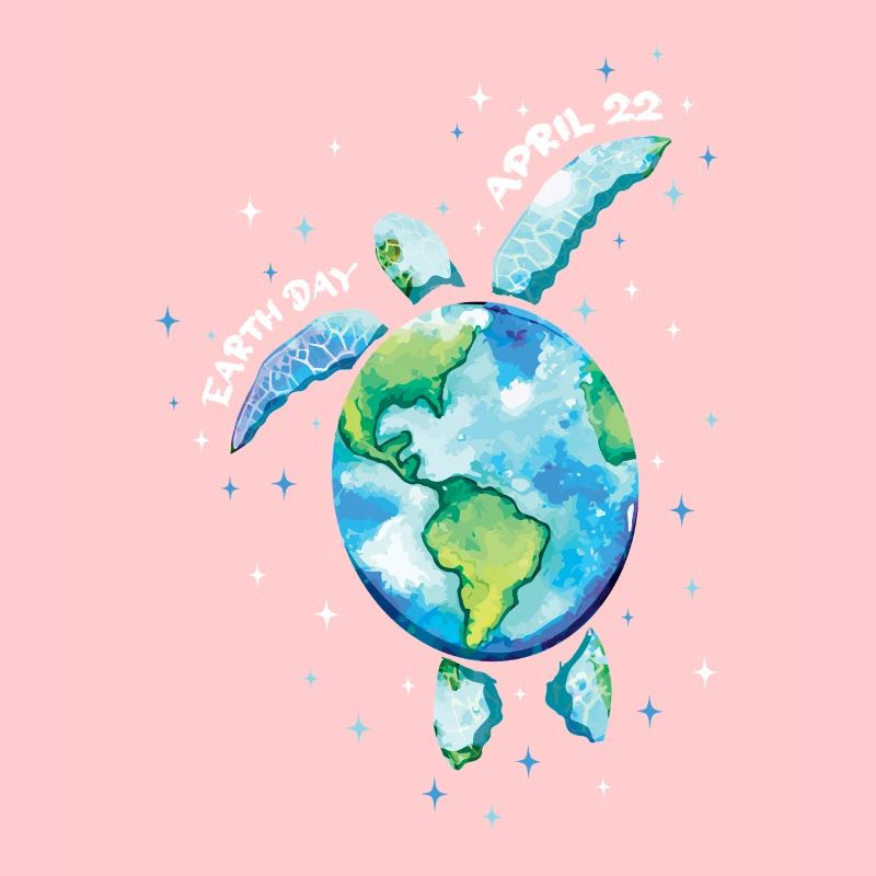 Earth Day April 22 Turtle