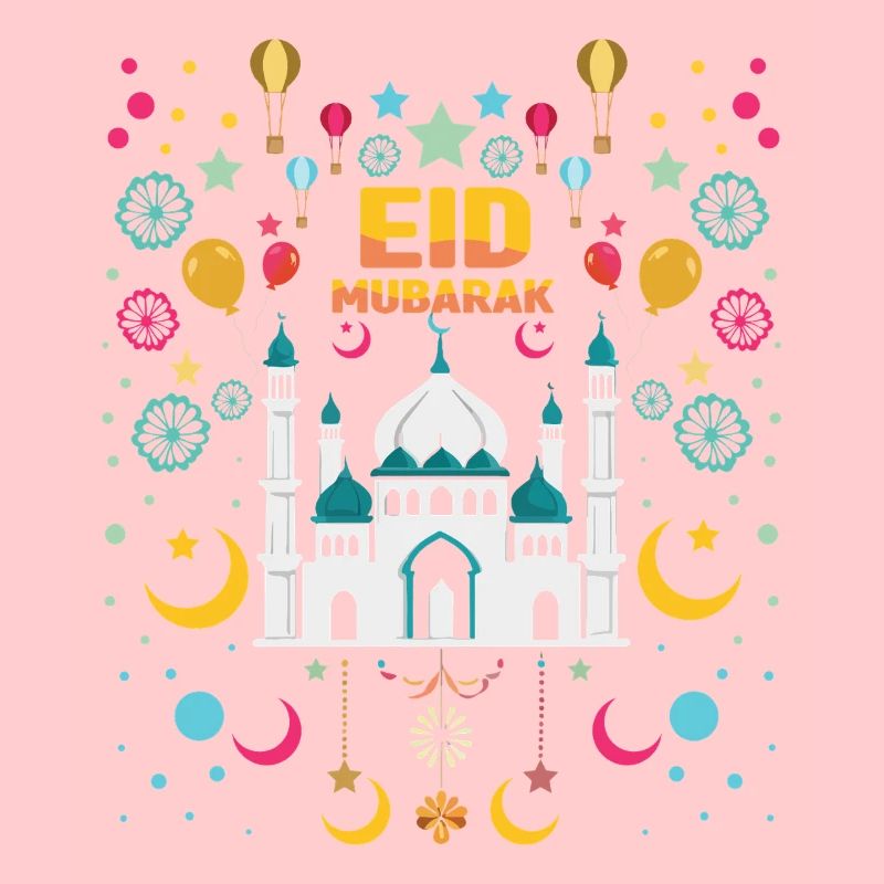 Eid Mubarak Feierliche Farbenfrohe Moschee