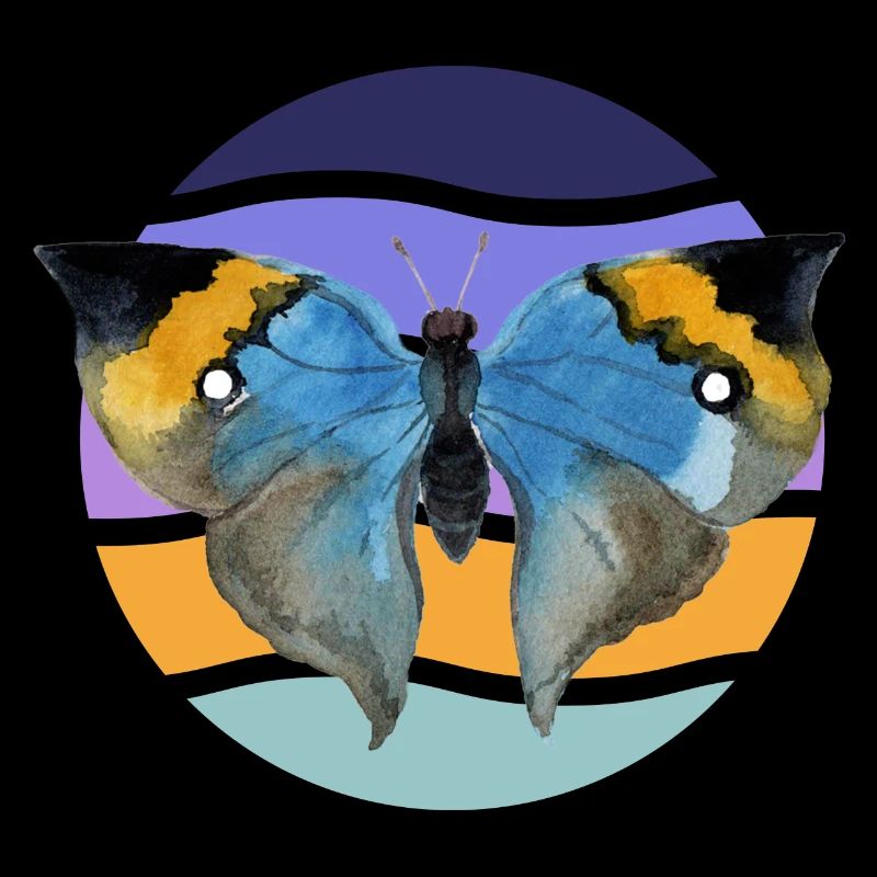 Beautiful butterfly in front of a wave pattern