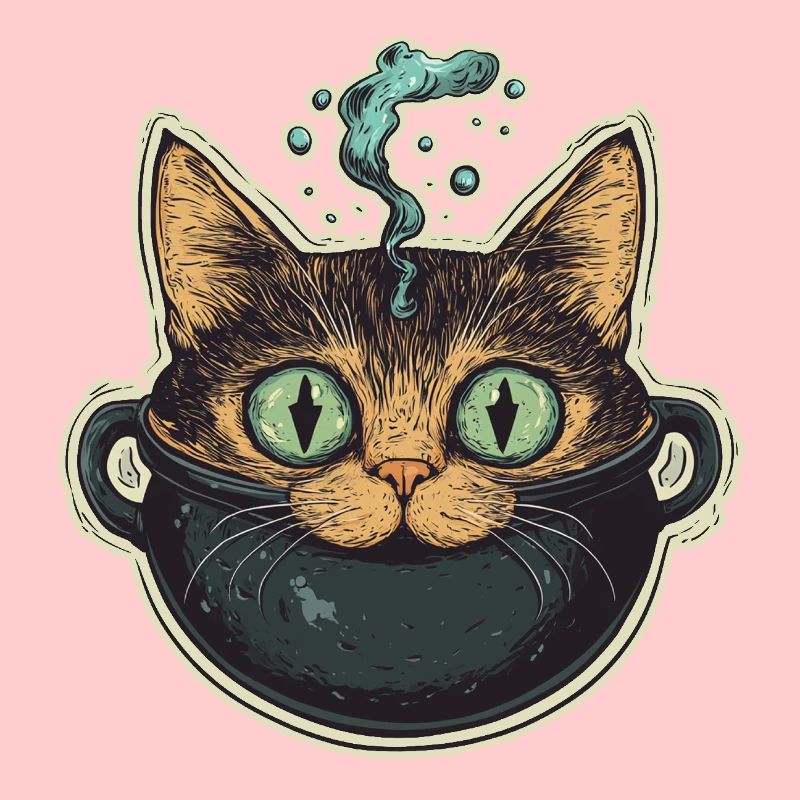 Chat Chaudron Chat Sorcière Halloween