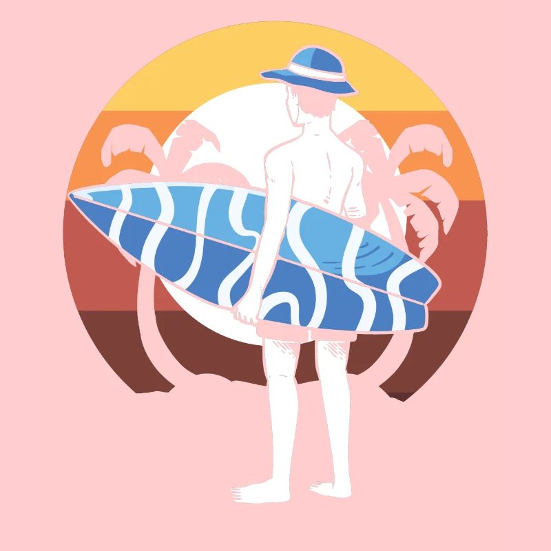 Surfer mit Surfbrett Surflehrer