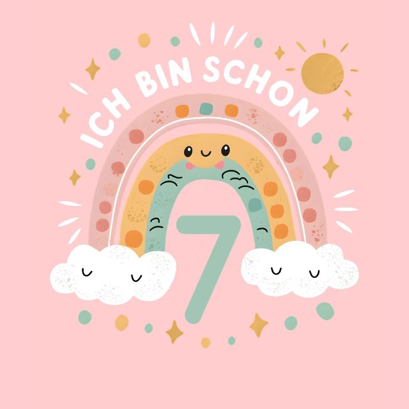 7. Geburtstag Geburtstagsshirt Regenbogen Wolke