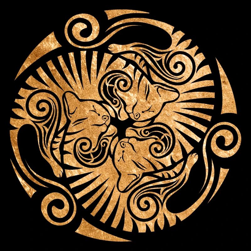 Chatons endormis, or