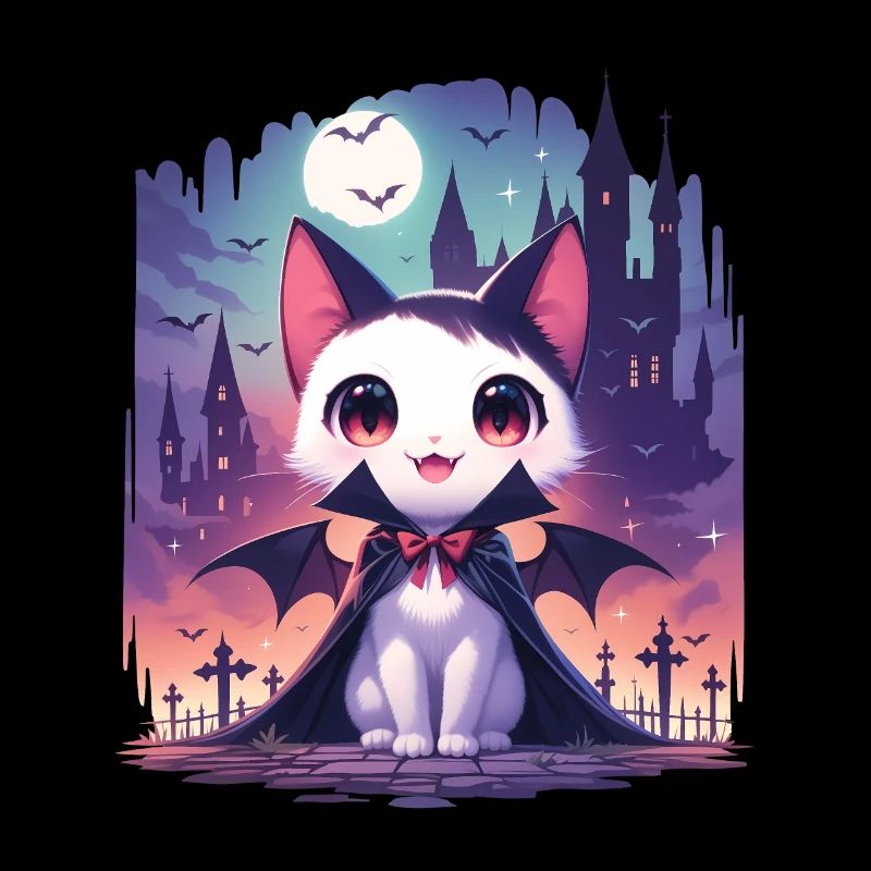 Cute Halloween Vampire Cat