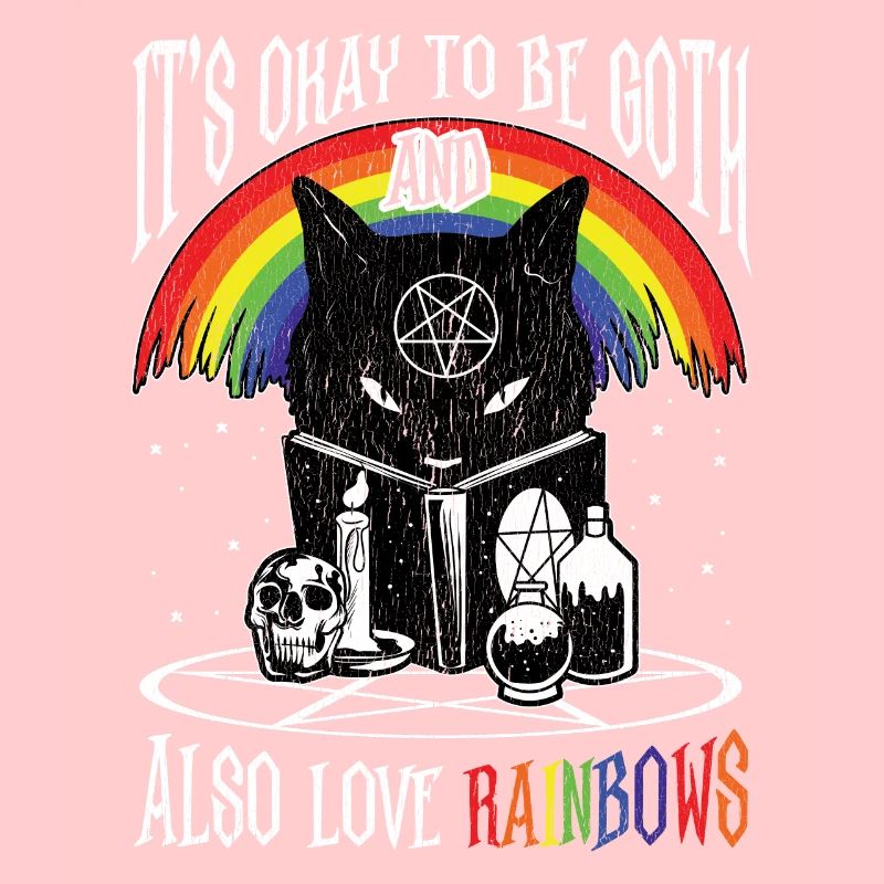 LGBT Goth Regenbogen Black Cat Pentagram Pentacle