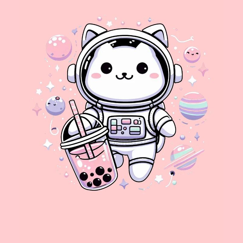 Thé à bulles Kawaii Cat Astronaut dans l’espace