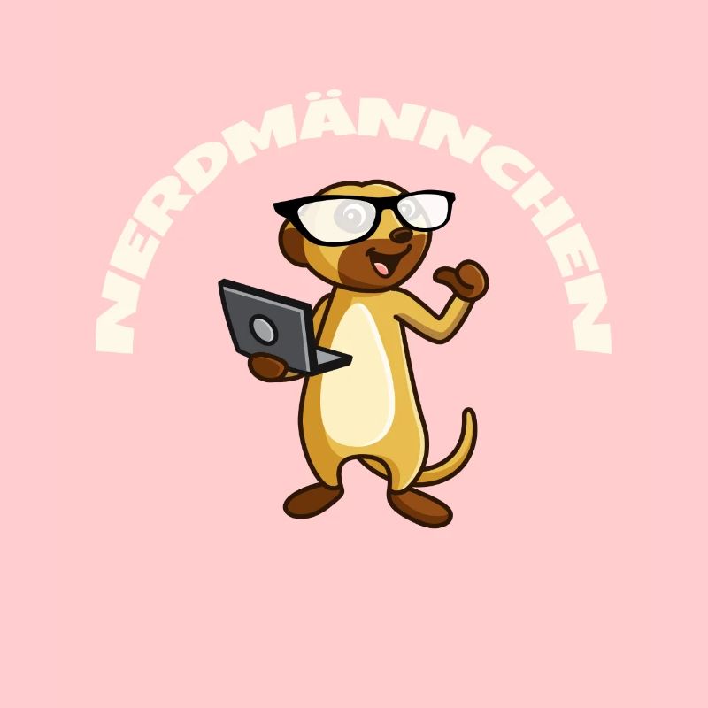 Nerd Erdmännchen mit Brille und Notebook Geschenk