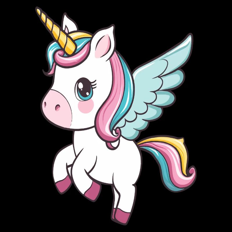 Adorable licorne de dessin animé avec des ailes