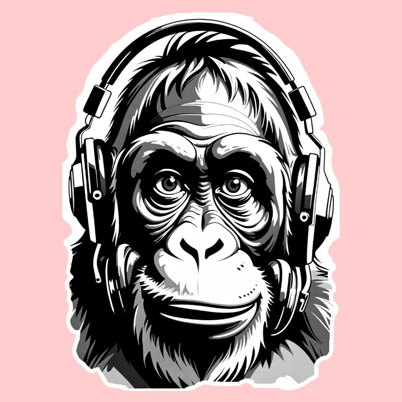 Musik Affe Gorilla mit Kopfhoerer als Geschenkidee