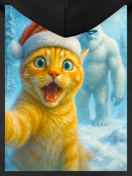 cat, Santa hat, Yeti, Christmas, snow, meme,selfi