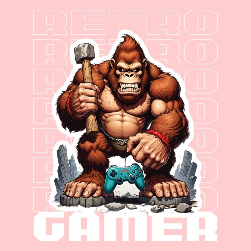 Retro Gamer Gorilla avec manette Jeux de console