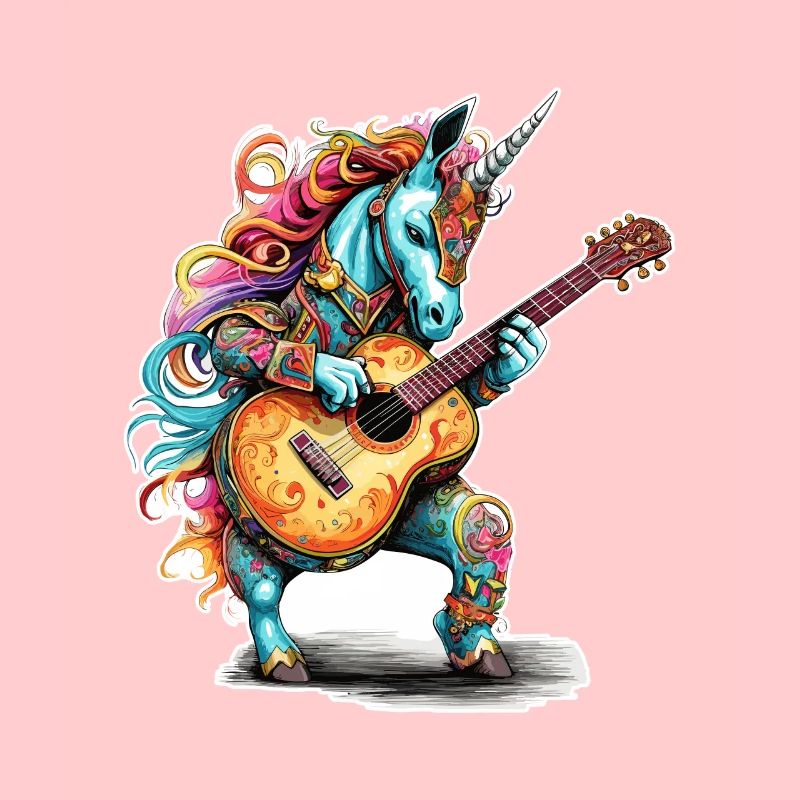 Unicorn playing guitar