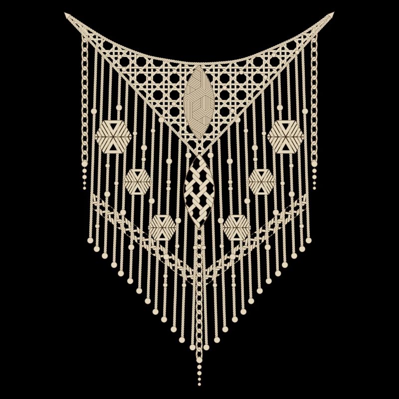 Fine macramé ornament with geometric details
