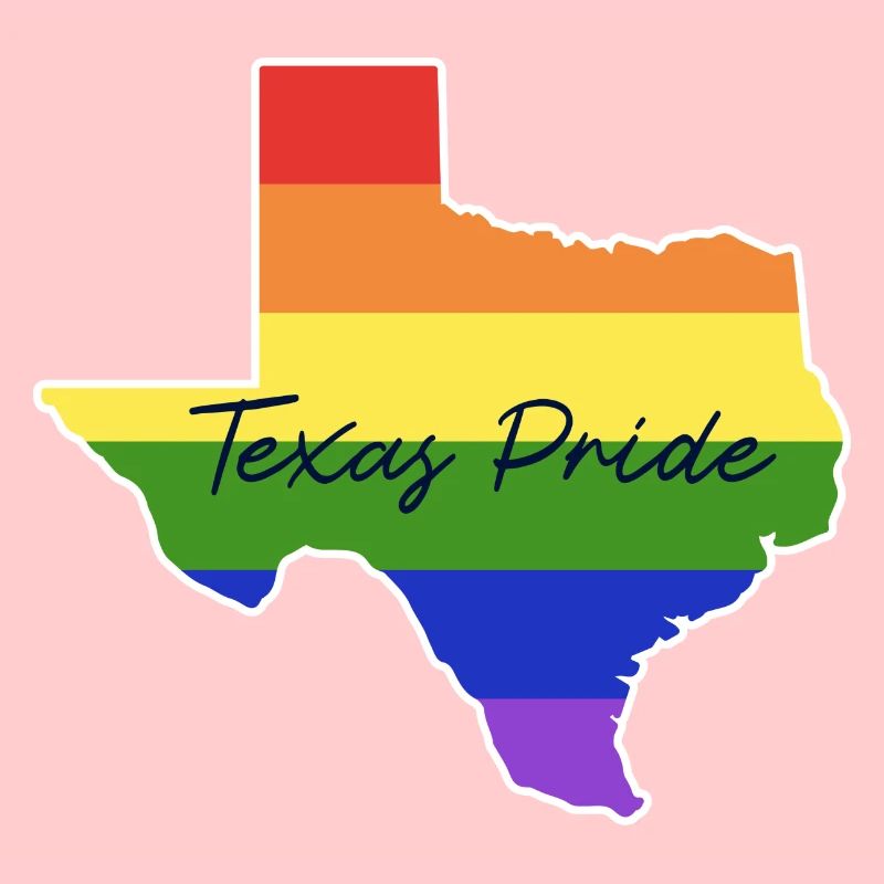 Texas map in rainbow design for proud