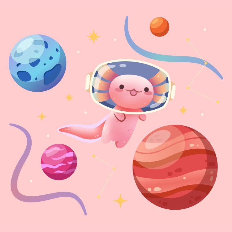 Conception d’astronaute d’axolotl pour les amateurs d’axolotl