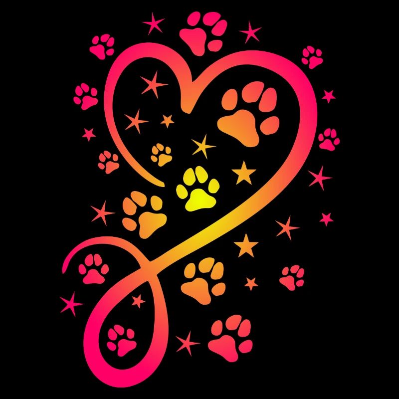 Herz mit Pfötchen und Sternen