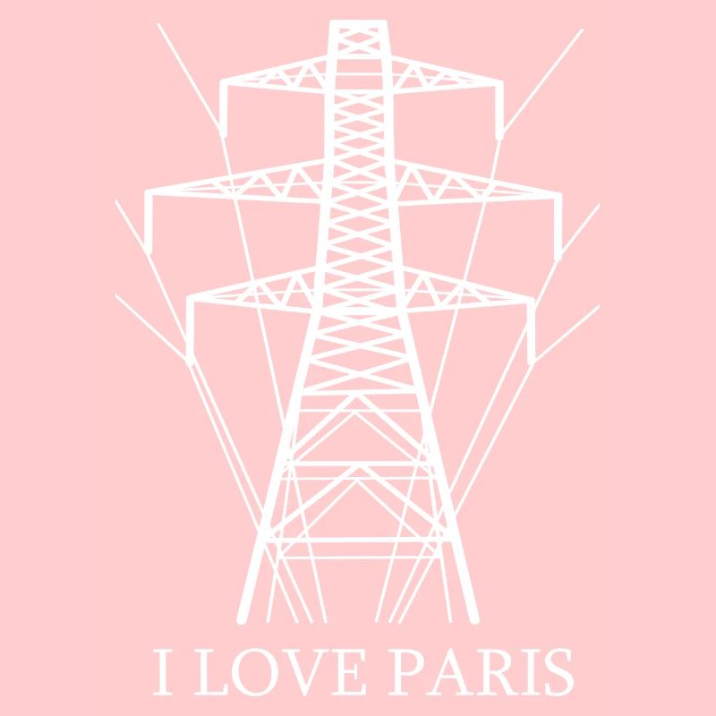 Ironisch Ich liebe Paris Eiffelturm als Strommast