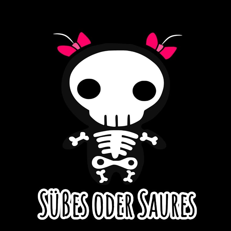 Süßes oder Saures Helloween Skelett Pinke Zöpfe