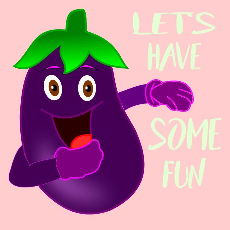 Funny eggplant is having fun
