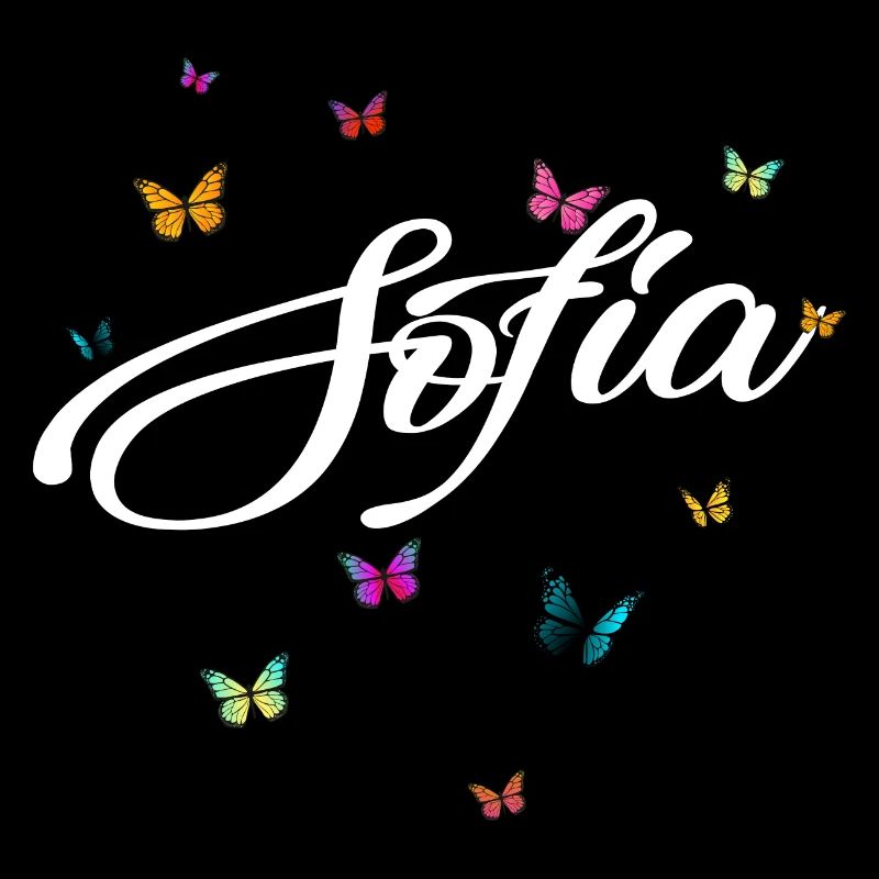 SOFIA - Mädchen Name mit bunten Schmetterlingen