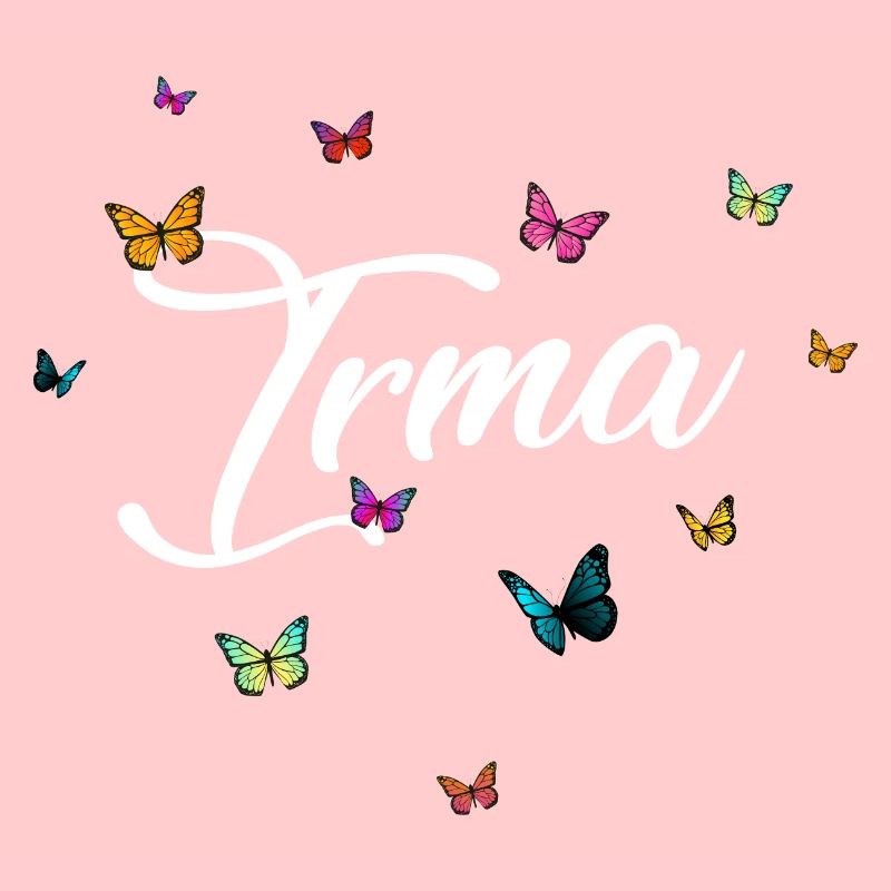 IRMA - Mädchen Name mit bunten Schmetterlingen