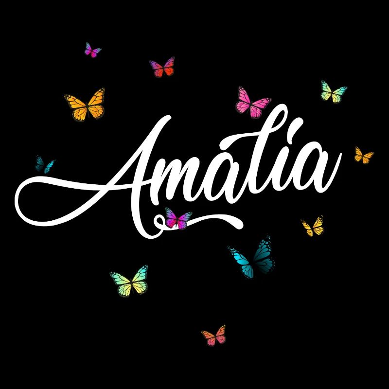 AMALIA - Mädchen Name mit bunten Schmetterlingen