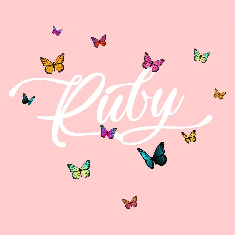 RUBY - Mädchen Name mit bunten Schmetterlingen
