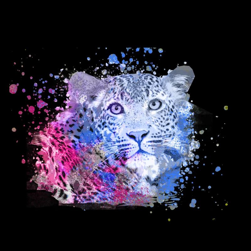 leopard, cat, wildcat, graffiti, painting,blue