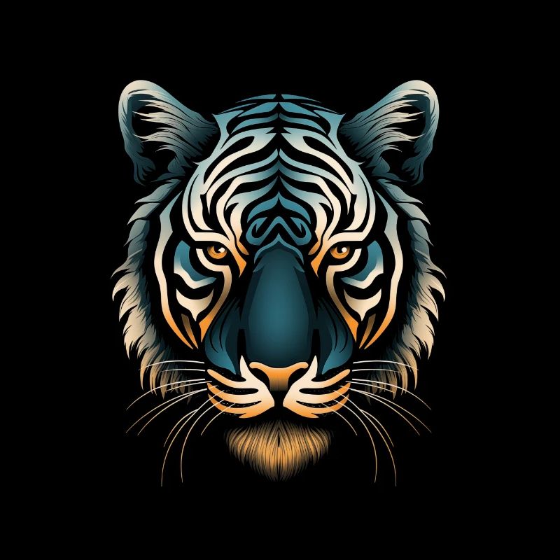 Fesselnder Op-Art-Tiger in Blau und Ocker