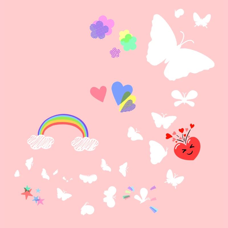 Schmetterlinge,regenbogen, Sterne,Herzen