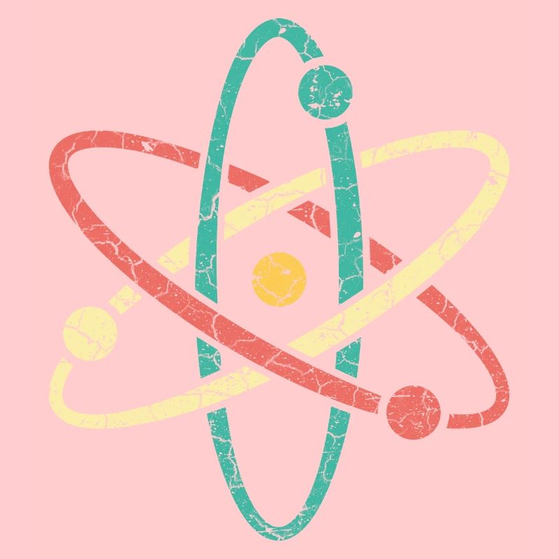 Cool atom in vintage style for nerds & students