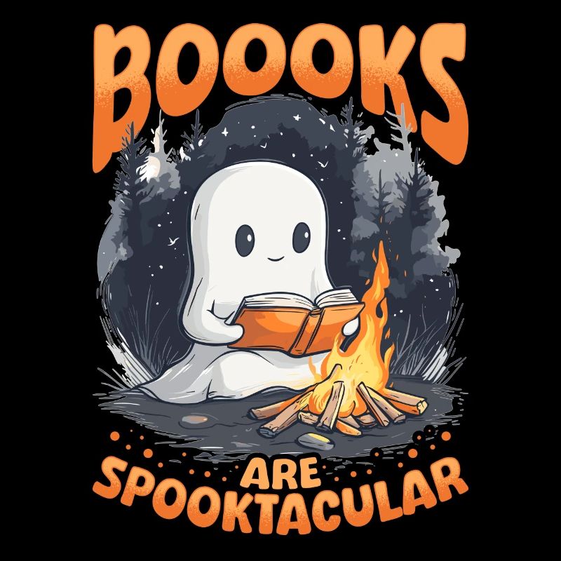 Funny Teacher Halloween Ghost Reading Book