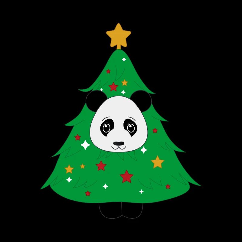 Panda dressed as a Christmas tree