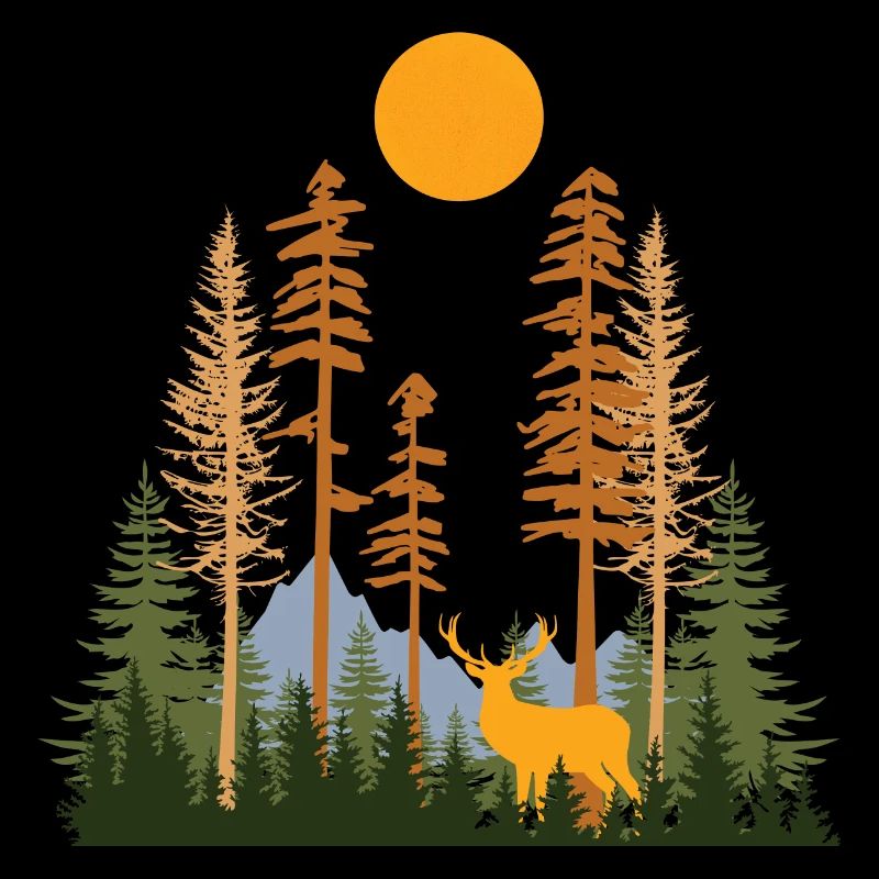 Forêt cachée et cerfs