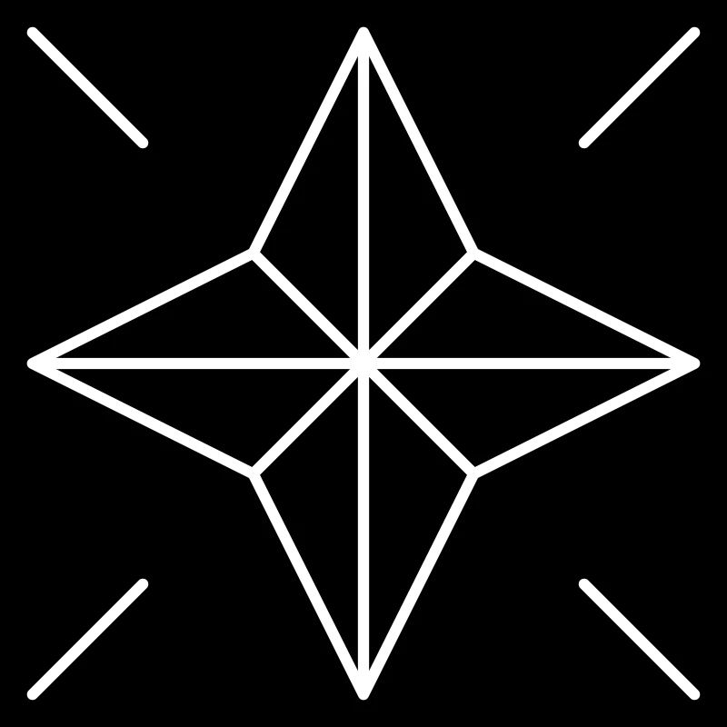 Star with four points and four rays