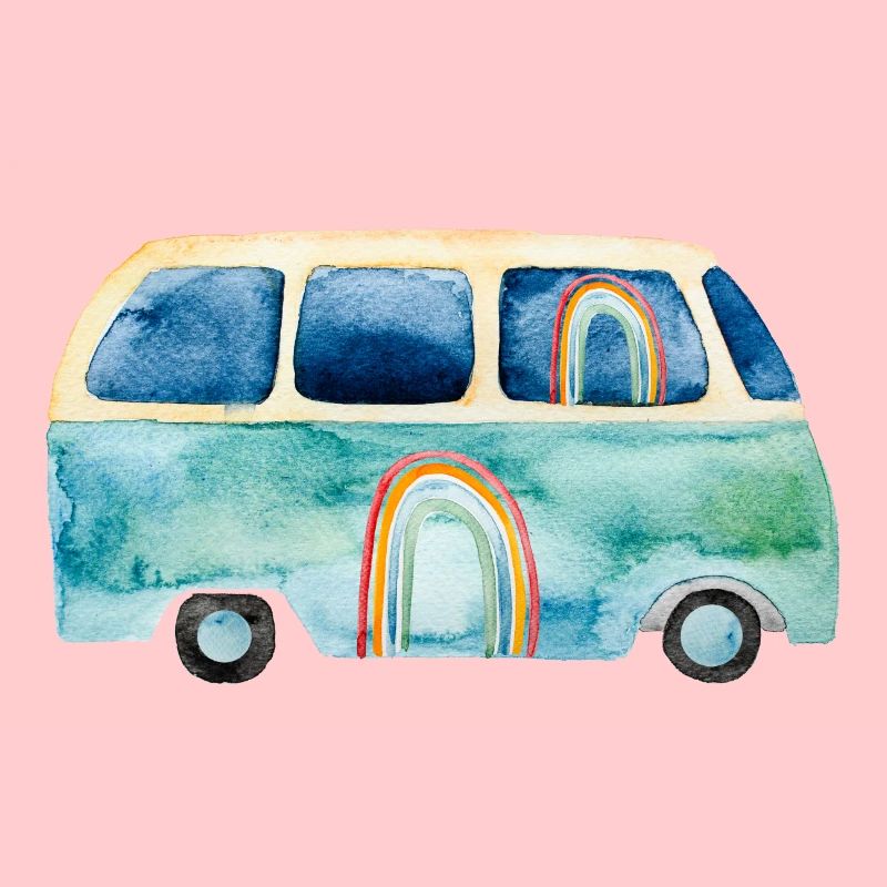 Regenbogen Retro Vintage Van Bus