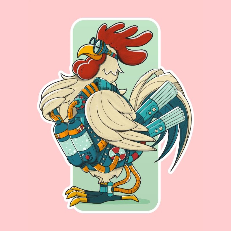 Steampunk Rooster (white circumference)