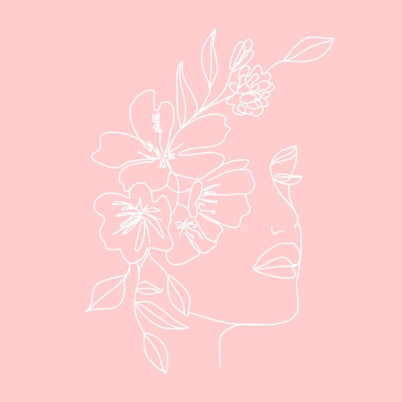 Dessin de visage de fleurs Minimaliste