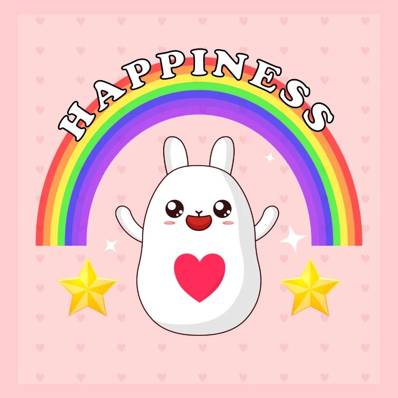 Happiness Hase mit Regenbogen